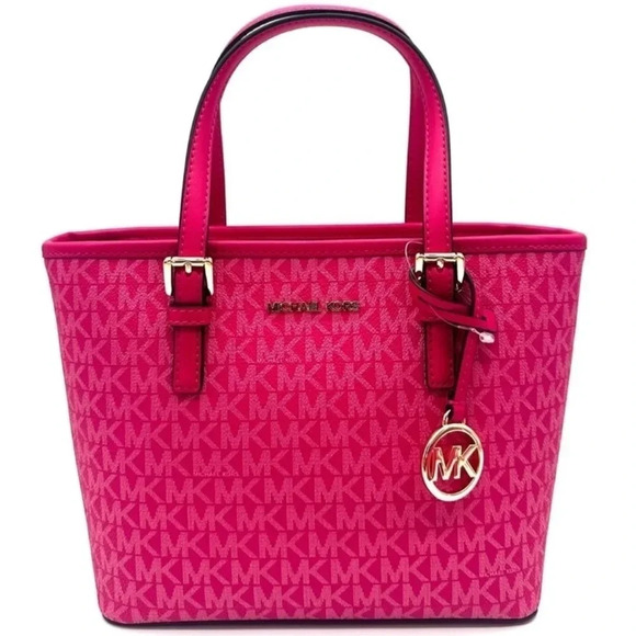 Michael Kors Jet Set Travel Extra-Small Top Zip Tote Bag Electric Pink (NWT) - Picture 1 of 10